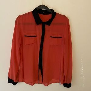 mine red sheer blouse.